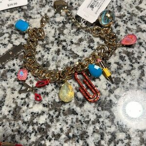 NWT Betsey Johnson Back to School Supplies Teacher Charm Bracelet